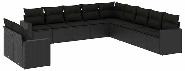 VidaXL Polyrattan Kerti Ülőgarnitúra - 11 részes - Fekete