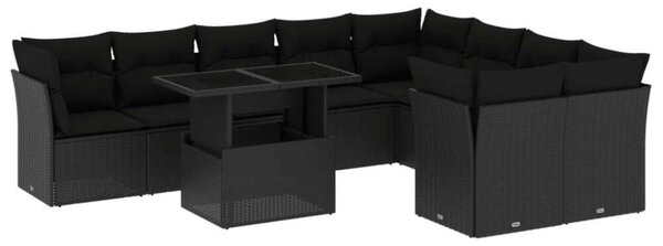 VidaXL Polyrattan Kerti Ülőgarnitúra - 10 részes - Fekete