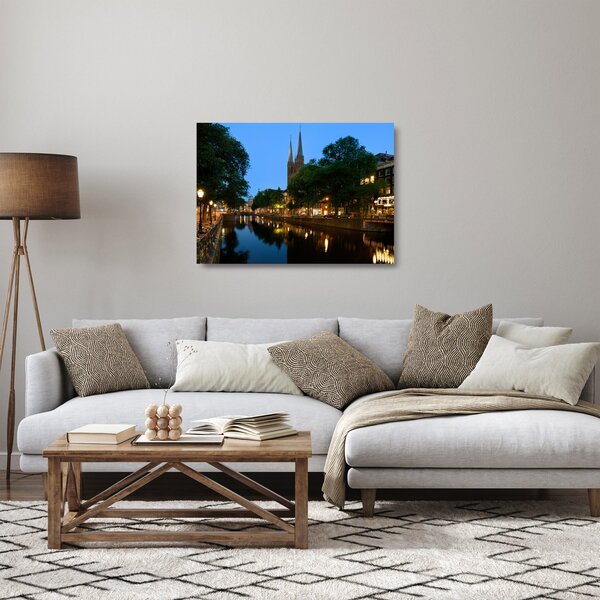 Éjszakai történelmi város képe (üvegen) (70x50 cm)