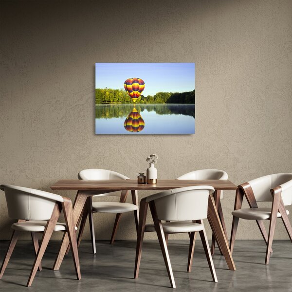 Hőlégballon a tónál képe (üvegen) (70x50 cm)