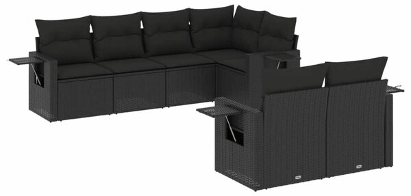 VidaXL Polyrattan Kerti Ülőgarnitúra - 7 részes - Fekete