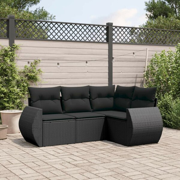 VidaXL Polyrattan Kerti Ülőgarnitúra - 4 részes - Fekete