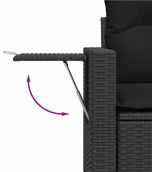 VidaXL 10 részes fekete polyrattan kerti ülőgarnitúra párnákkal