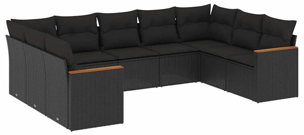 VidaXL Polyrattan Kerti Ülőgarnitúra - 9 részes - Fekete