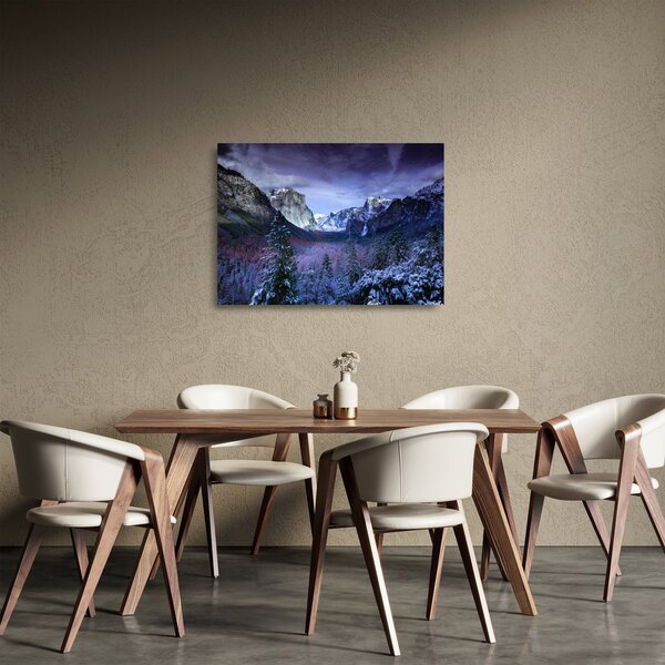 Téli hegyi tájkép (üvegen) (70x50 cm)