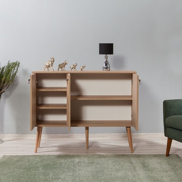 Komód, 120 cm színes kocka mintás, tölgy - CUBIKO