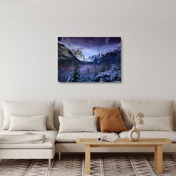 Téli hegyi tájkép (üvegen) (70x50 cm)