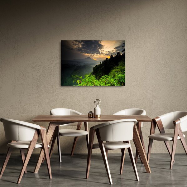 Kép - zöld hegyvidéki táj (üvegen) (70x50 cm)