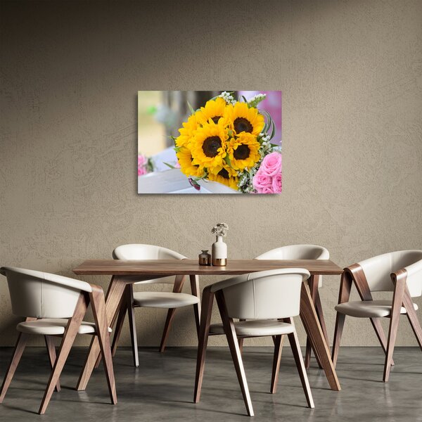 Napraforgós esküvői csokor képe (üvegen) (70x50 cm)