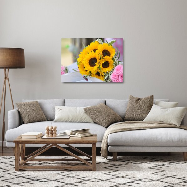 Napraforgós esküvői csokor képe (üvegen) (70x50 cm)
