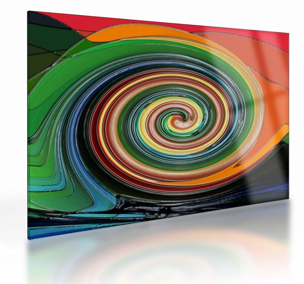 Absztrakt kép - színes spirál (üvegen) (70x50 cm)