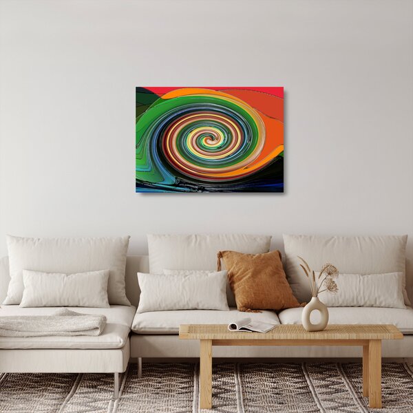 Absztrakt kép - színes spirál (üvegen) (70x50 cm)
