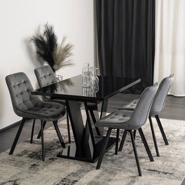JAKS Clark étkezőasztal 120 cm black gloss glamour
