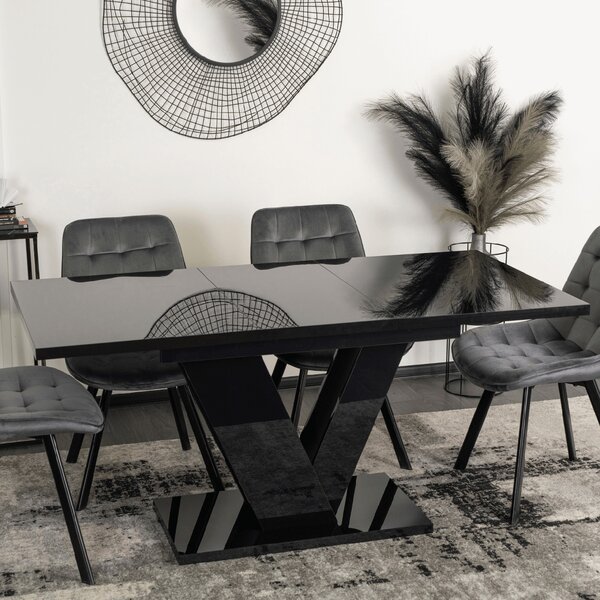 JAKS Clark étkezőasztal 120 cm black gloss glamour
