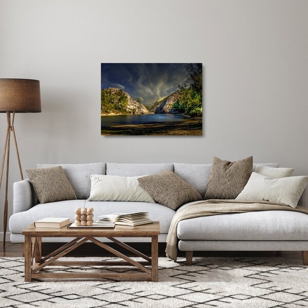 Tájkép tóval (üvegen) (70x50 cm)