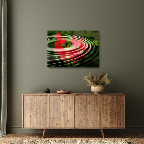 Absztrakt kép - virágok hullámokban (üvegen) (70x50 cm)