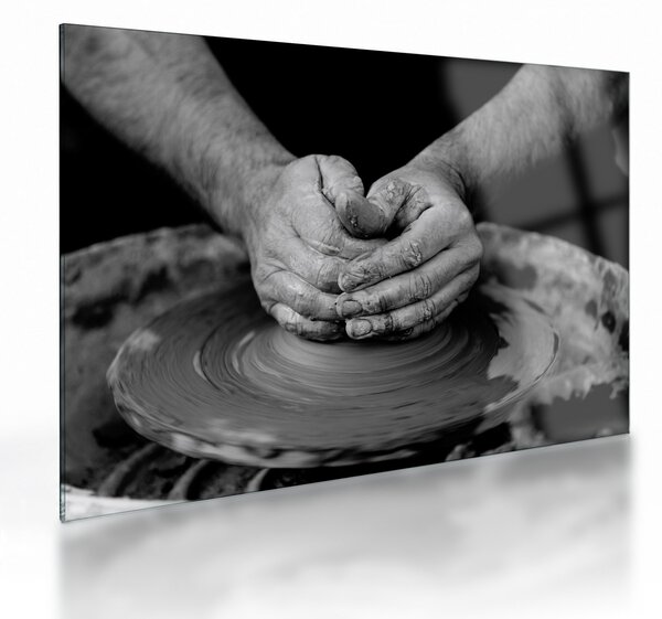 Fekete-fehér kép - kerámia gyártás (üvegen) (70x50 cm)