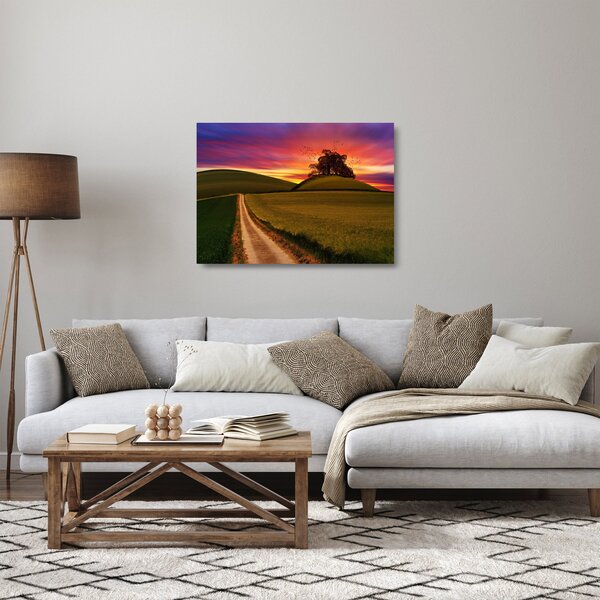 Mező és a színes ég képe (üvegen) (70x50 cm)