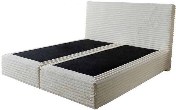 DELIFE Boxspring ágy Dream-Well plüss kordbársony bézs 180x200 cm (lábak nélkül)