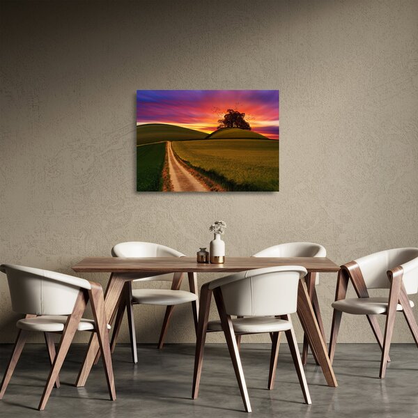 Mező és a színes ég képe (üvegen) (70x50 cm)
