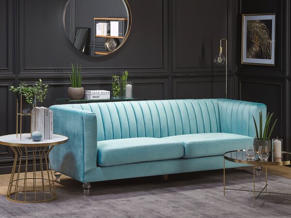 Kanapé 3 személyes ARVIKA Bársony Világoskék