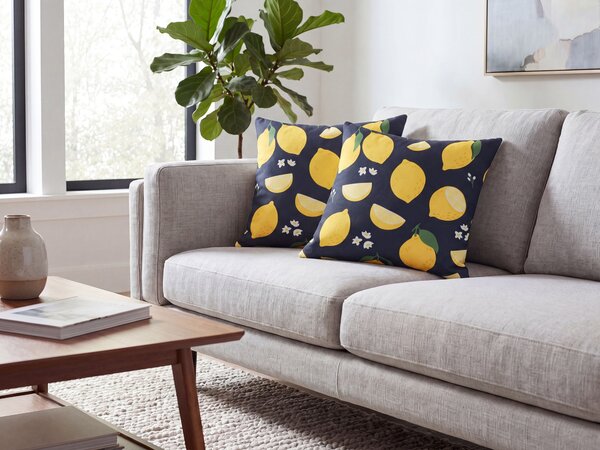 2 db díszpárna CITRUS 45 x 45 cm Fekete Növénymintás