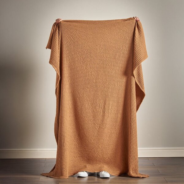 Barna pamut takaró 150x200 cm Jaipur Chunky Waffle – Pineapple Elephant