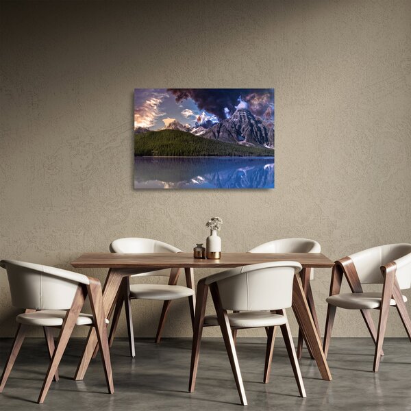 A tó és a hegyek képe (üvegen) (70x50 cm)