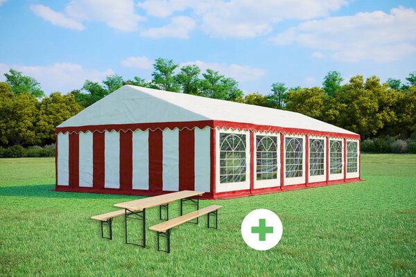 SZETT: Party sátor 6x12 m STANDARD – sátor + sörpad szettek szín kék-fehér