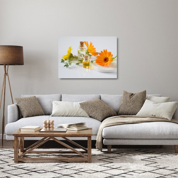 Narancsságra virágok képe (üvegen) (70x50 cm)