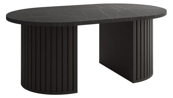 Dohányzóasztal Comfivo Ulma, Közepes sűrűségű farostlemez, Laminált forgácslap, 43x65cm, Fekete, Fekete márvány