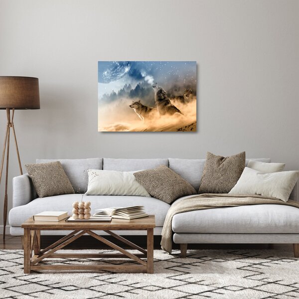 Farkasok üvöltése a holdra képe (üvegen) (70x50 cm)