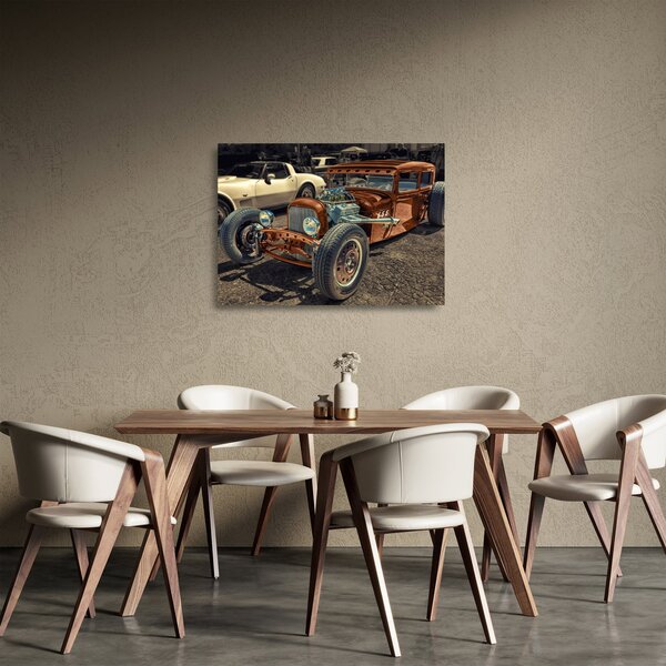 Barna autó képe (üvegen) (70x50 cm)