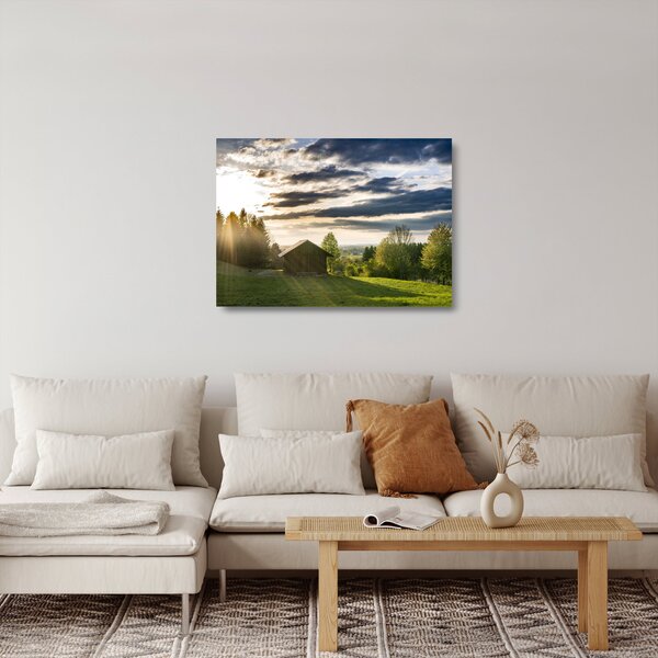 Kép egy házrol a réten (üvegen) (70x50 cm)