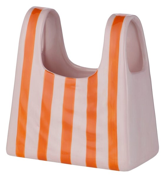 SHOPPING BAG kerámia váza 22 cm, csíkos