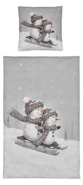 3D ágyneműhuzat Renforcé pamutból FROSTY szürke, 100% pamut Ágyneműhuzat mérete: 80 x 80 cm | 135 x 200 cm