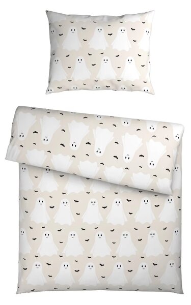 Gyermek ágynemű Renforcé pamutból GHOSTIE bézs Ágyneműhuzat mérete: 80 x 80 cm | 135 x 200 cm
