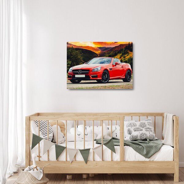 Kép - piros Mercedes (üvegen) (70x50 cm)