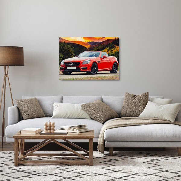 Kép - piros Mercedes (üvegen) (70x50 cm)