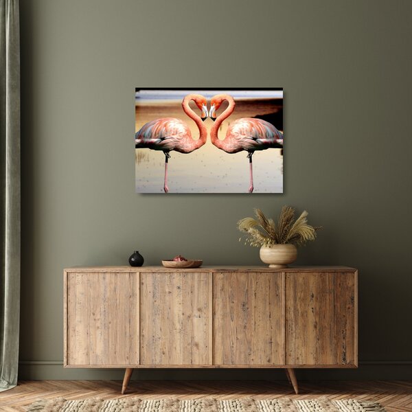 Kép - két flamingó (üvegen) (70x50 cm)