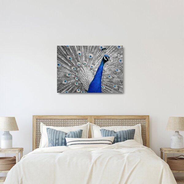 Kék páva képe (üvegen) (70x50 cm)