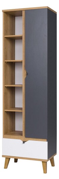 Regál TM06 R1D1SZ Tami (arany tölgy + grafit + fehér)