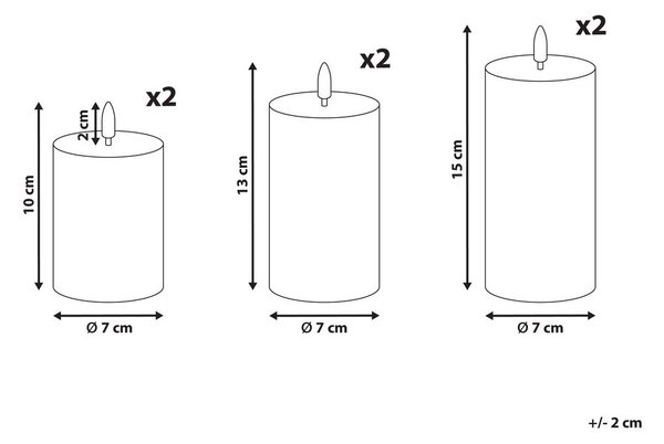 Hatdarabos LED gyertya BRAISE 10/13/15 cm Bézs