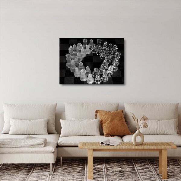 Kép - fekete-fehér sakk (üvegen) (70x50 cm)