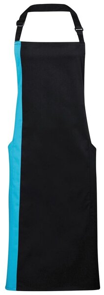 Premier Workwear Kétszínű kantáros szakácskötény - Fekete / sötétszürke