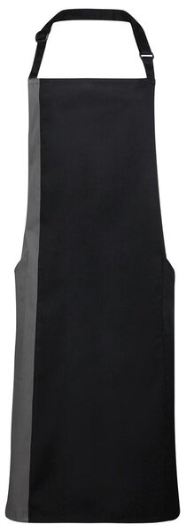 Premier Workwear Kétszínű kantáros szakácskötény - Fekete / sötétszürke
