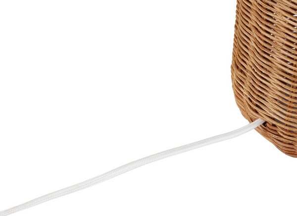 Lindby asztali világítás Lirenda, magasság 52 cm, rattan, természetes/fehér, Fehér / opál, Nappali / Étkező, Fa, Skandináv