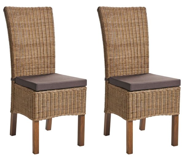 Étkezőszék kétdarabos szettben ANDES Rattan Barna
