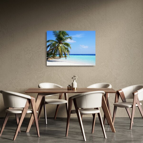 Pálmafák a strandon képe (üvegen) (70x50 cm)