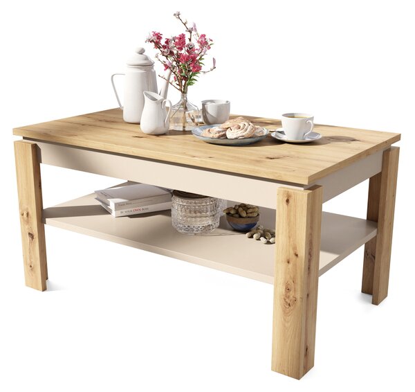 Mazzoni ASTI-P Artisan Tölgy/Bézs (Pezsgő) - MODERN DOHÁNYZÓASZTAL MEGEMELHETŐ ASZTALLAPPAL